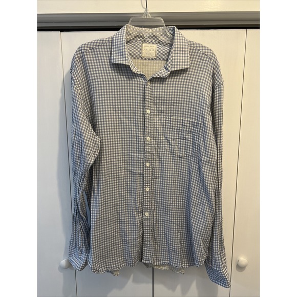Billy Reid Other - Billy Reid‎ Blue & White Long Sleeve Casual Button Up Plaid Shirt XL, ITALY